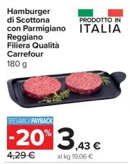 Carrefour Hamburger di Scottona con Parmigiano Reggiano Filiera Qualità Carrefour offerta