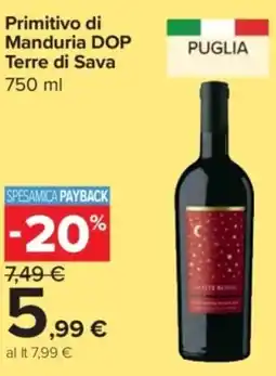 Carrefour Express Primitivo di Manduria DOP Terre di Sava offerta