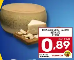 Supermercati Gulliver Formaggio duro italiano retinato offerta