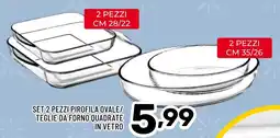 Il Centesimo Set 2 pezzi pirofila ovale/ teglie da forno quadrate in vetro offerta