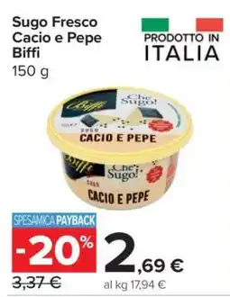 Carrefour Sugo Fresco Cacio e Pepe Biffi offerta