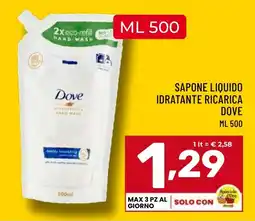 Il Centesimo Sapone liquido idratante ricarica DOVE offerta