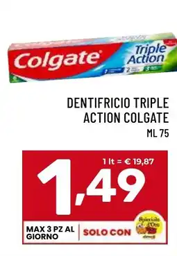 Il Centesimo Dentifricio triple action COLGATE offerta