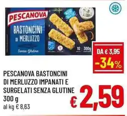 A&O Pescanova bastoncini di merluzzo impanati e surgelati senza glutine offerta