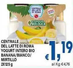 DEM Centrale del latte di roma yogurt intero bio banana/bianco/ mirtillo offerta