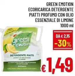 A&O Green emotion ecoricarica detergente piatti profumo con olio essenziale di limone offerta