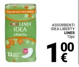 Supermercati Gulliver Assorbenti idea liberty LINES 13pz offerta