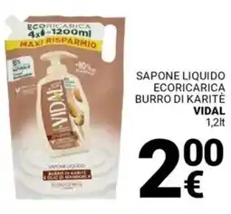 Supermercati Gulliver Sapone liquido ecoricarica burro di karitè VIDAL offerta