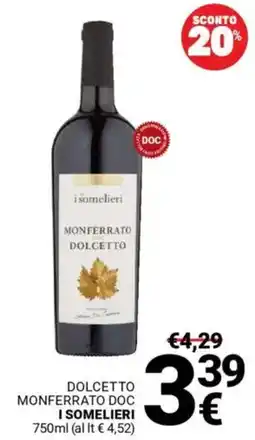 Supermercati Gulliver Dolcetto monferrato DOC I SOMELIERI offerta