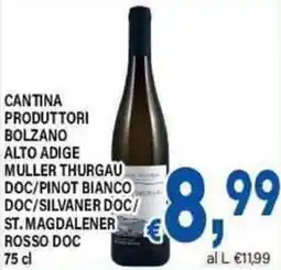 DEM Cantina produttori bolzano alto adige muller thurgau doc/pinot bianco doc/silvaner doc/ st. magdalener rosso doc offerta