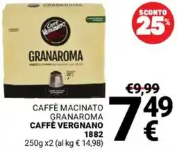Supermercati Gulliver Caffè macinato granaroma CAFFÈ VERGNANO offerta