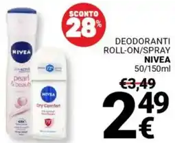 Supermercati Gulliver Deodoranti roll-on/spray NIVEA offerta