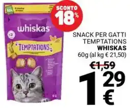 Supermercati Gulliver Snack per gatti temptations WHISKAS offerta