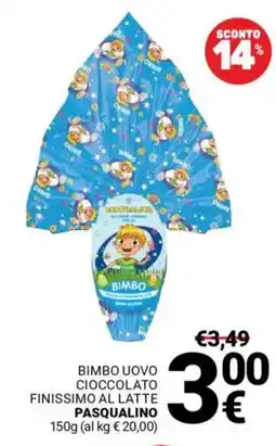 Supermercati Gulliver Bimbo uovo cioccolato finissimo al latte PASQUALINO offerta