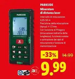 Lidl PARKSIDE Misuratore di distanza laser offerta