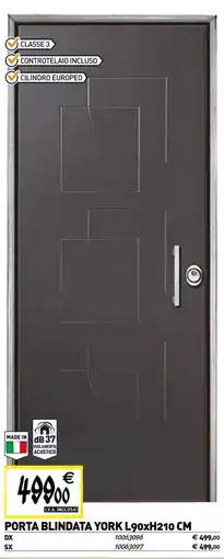 Tecnomat Porta blindata york l90xh210 cm offerta