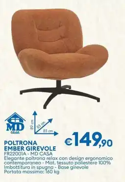 MD Discount POLTRONA EMBER GIREVOLE FR22001A- MD CASA offerta