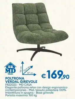 MD Discount POLTRONA VERDAL GIREVOLE FR22023 - MD CASA offerta
