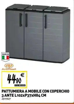 Tecnomat Pattumiera a mobile con coperchio 3 ante l102xp37xh84 cm offerta