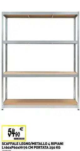 Tecnomat Scaffale legno/metallo 4 ripiani l160xp60xh176 cm portata offerta