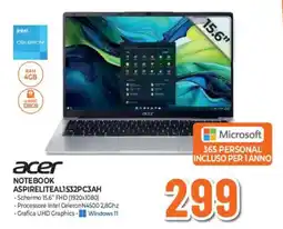 Ipercoop acer NOTEBOOK ASPIRELITEAL1532PC3AH offerta