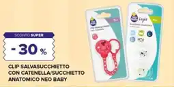 Oasi Clip salvasucchietto con catenella/succhietto anatomico NEO BABY offerta