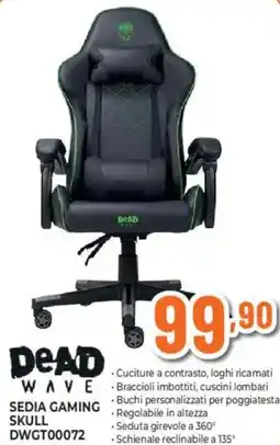 Ipercoop DEAD WAVE SEDIA GAMING SKULL DWGT00072 offerta