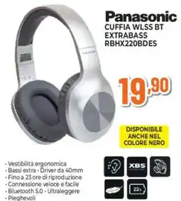 Ipercoop Panasonic CUFFIA WLSS BT EXTRABASS RBHX220BDES offerta