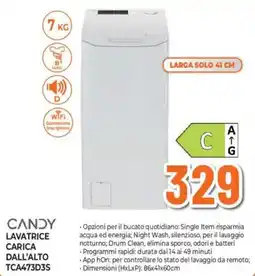 Ipercoop CANDY LAVATRICE CARICA DALL'ALTO TCA473D3S offerta