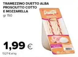 Tigre Tramezzino duetto alba prosciutto cotto e mozzarella offerta