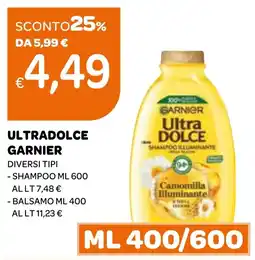 Ekom Ultradolce garnier shampoo, balsamo offerta