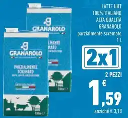 Conad Latte uht 100% italiano alta qualità GRANAROLO parzialmente scremato offerta