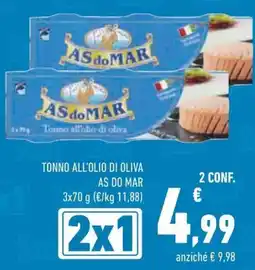 Conad Tonno all'olio di oliva AS DO MAR offerta
