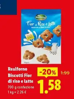 Lidl Realforno Biscotti fior di riso e latte offerta