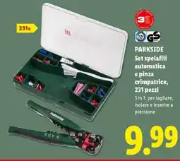 Lidl PARKSIDE Set spelafili automatica e pinza crimpatrice, 231 pezzi offerta