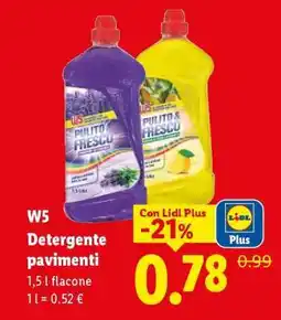 Lidl W5 Detergente pavimenti offerta