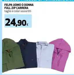 Coop FELPA UOMO O DONNA FULL ZIP CARRERA offerta