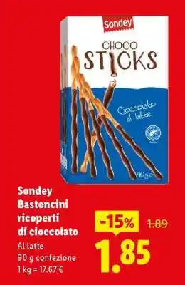 Lidl Sondey bastoncini ricoperti di cioccolato offerta