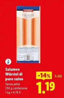 Lidl Salumeo Würstel di puro suino offerta