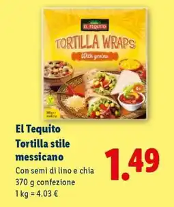 Lidl El Tequito Tortilla stile messicano offerta