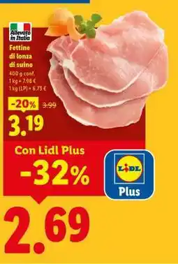 Lidl Fettine di lonza di suino offerta