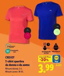 Lidl CRIVIT T-shirt sportiva da donna o da uomo offerta