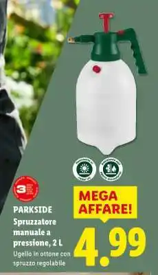 Lidl PARKSIDE Spruzzatore manuale a pressione, 2 L offerta