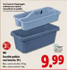 Lidl W5 Secchio pulizia con inserto, 18 L offerta