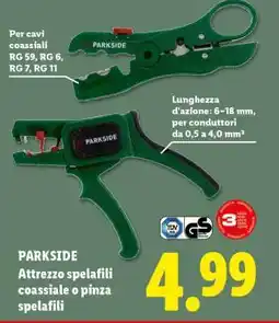 Lidl PARKSIDE Attrezzo spelafili coassiale o pinza spelafili offerta