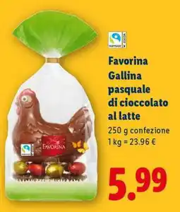 Lidl Favorina Gallina pasquale di cioccolato al latte offerta