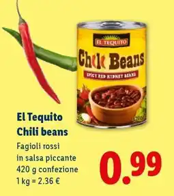 Lidl El Tequito Chili Beans offerta