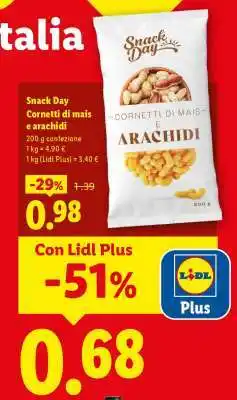 Lidl Snack Day Cornetti di mais e arachidi offerta