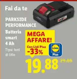 Lidl PARKSIDE PERFORMANCE Batteria smart 4 Ah offerta