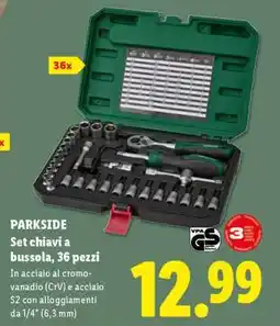 Lidl PARKSIDE Set chiavi a bussola, 36 pezzi offerta